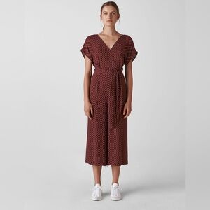 WHISTLES Polka Dot Jumpsuit in Burgundy and White - size 6